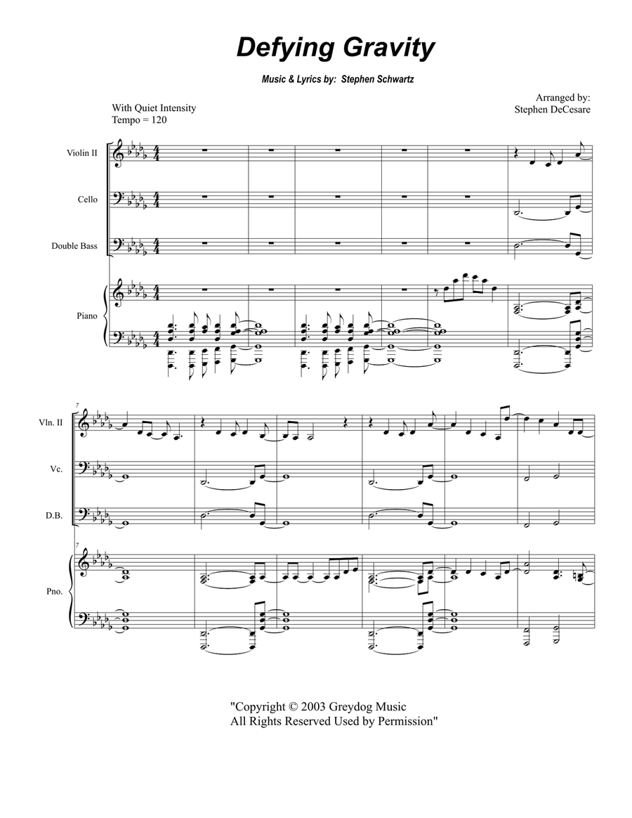 Defying Gravity String Quintet scores gallery preview page 1