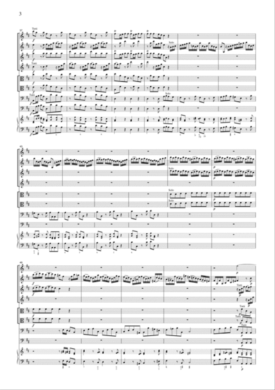 Vivaldi Concerto for 4 Violins Op.3, No.10, for string orchestra, SV005 String Quartet scores gallery preview page 3