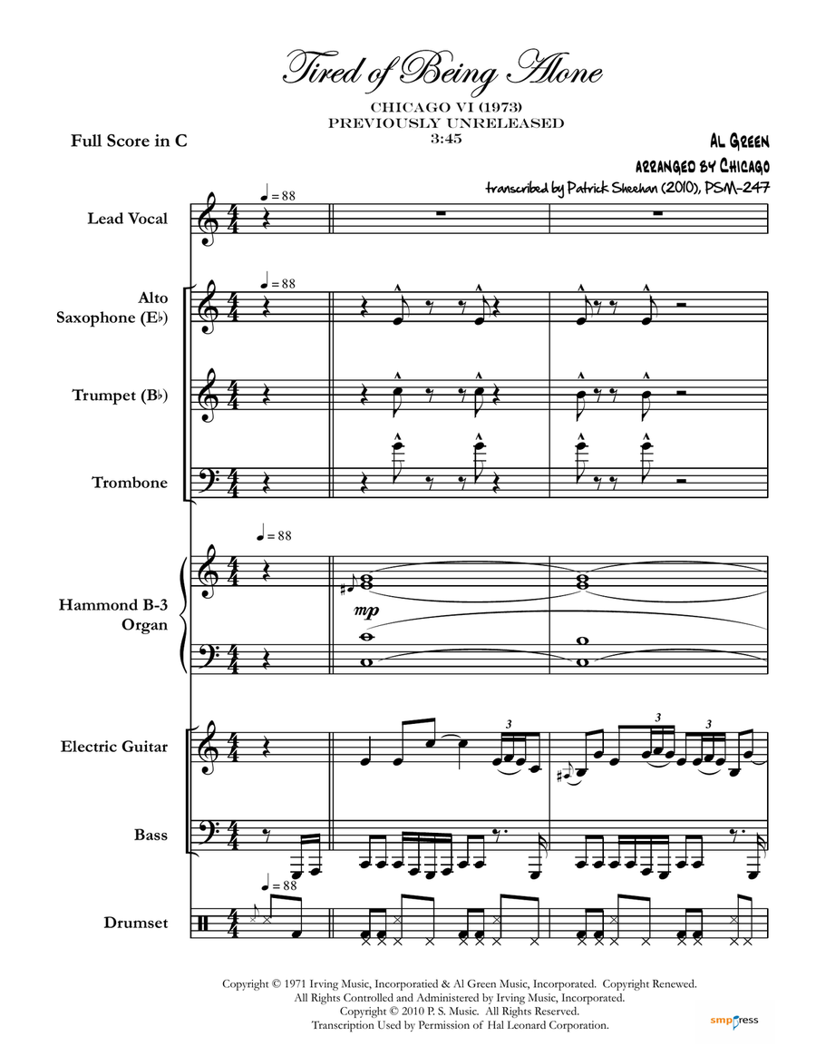 Tired Of Being Alone Small Ensemble scores gallery preview page 1