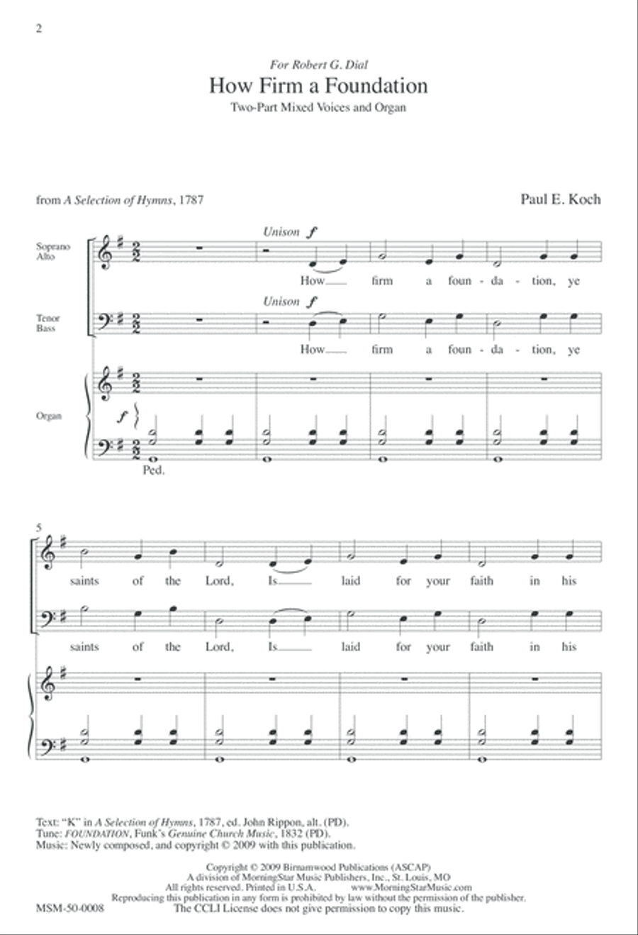 How Firm a Foundation 2-Part scores gallery preview page 1