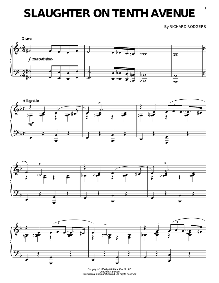 Slaughter On Tenth Avenue Piano Solo scores gallery preview page 1