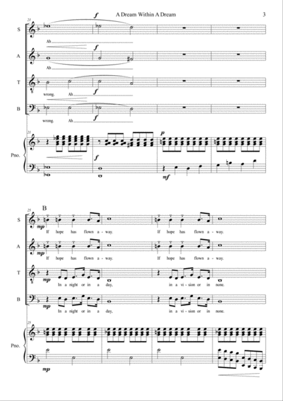 A Dream Within A Dream 4-Part scores gallery preview page 3