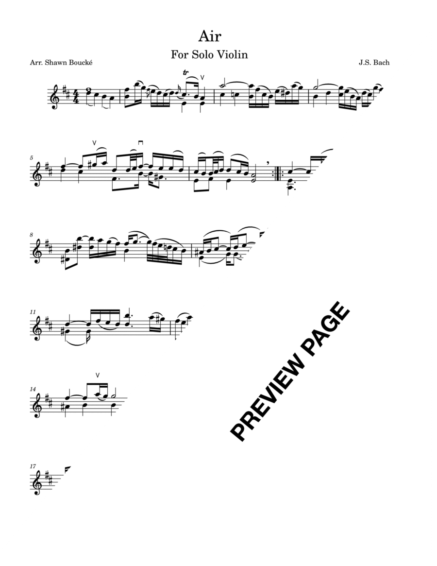 Air For Solo Violin (Advanced) Violin Solo scores gallery preview page 1