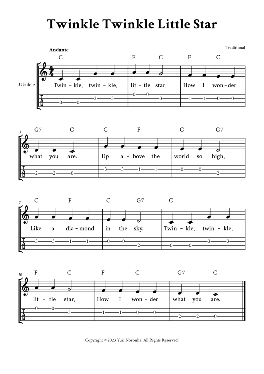 Twinkle twinkle little shop star musical score