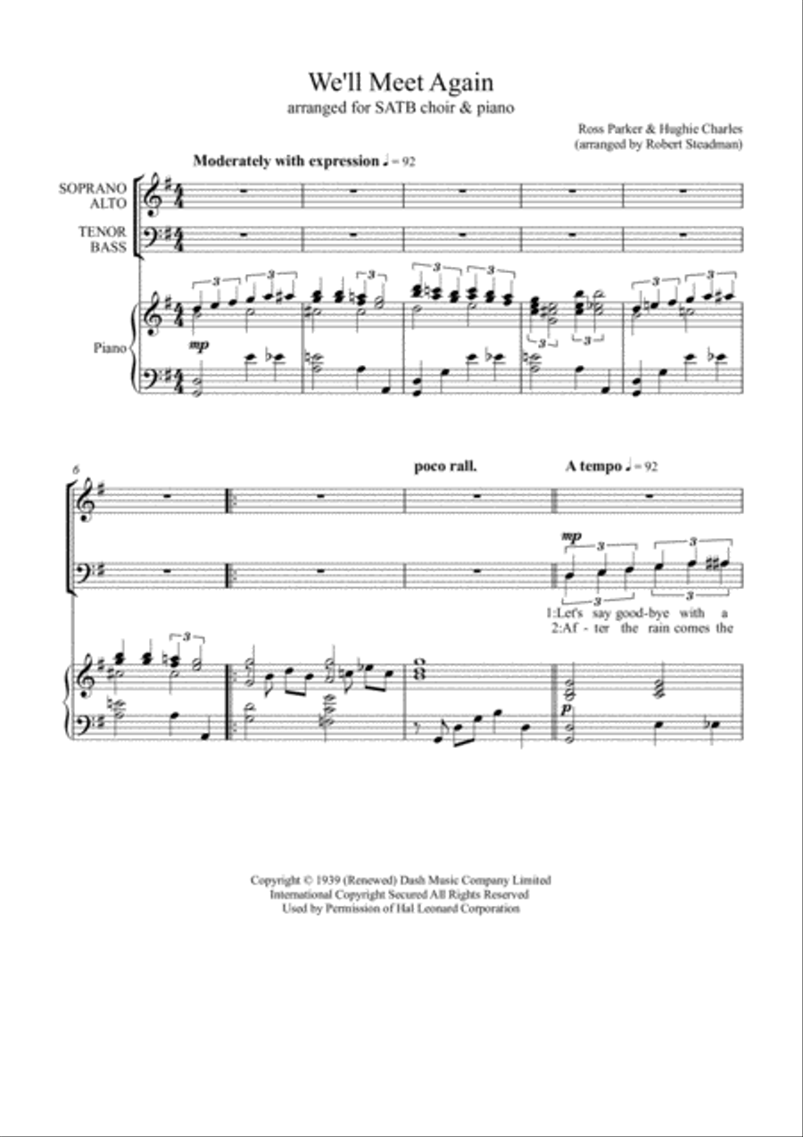 We'll Meet Again 4-Part scores gallery preview page 1