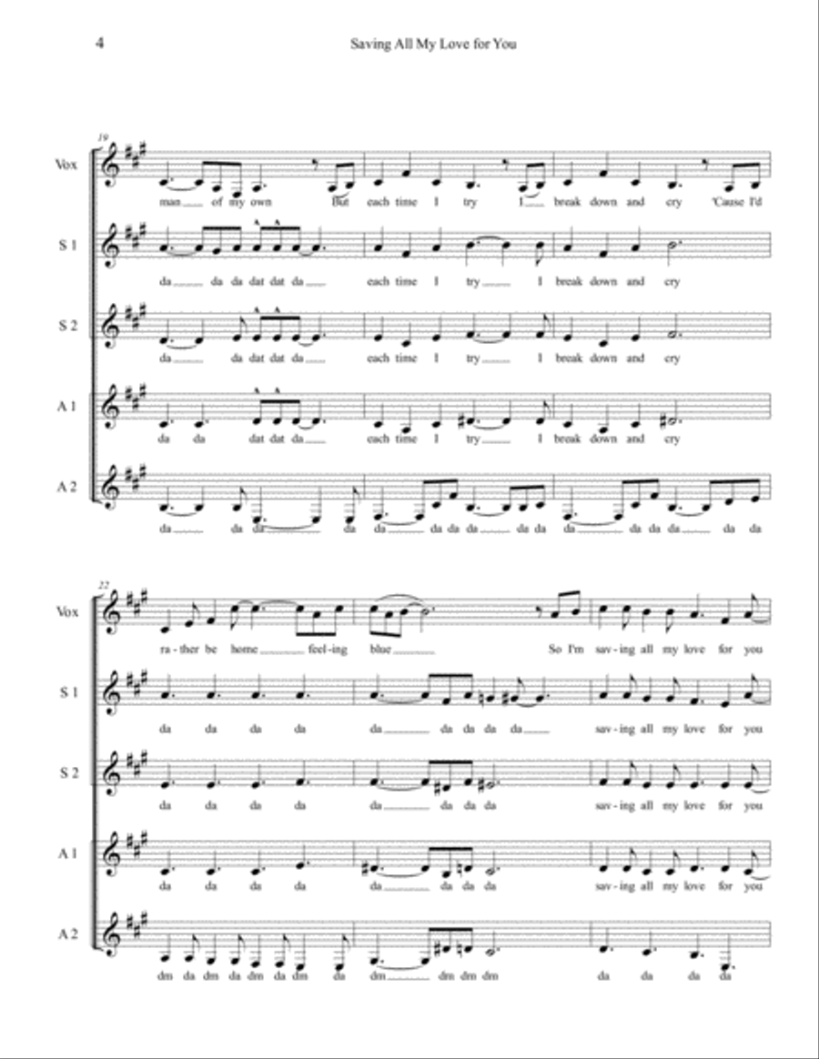 Saving All My Love For You SSAA scores gallery preview page 4