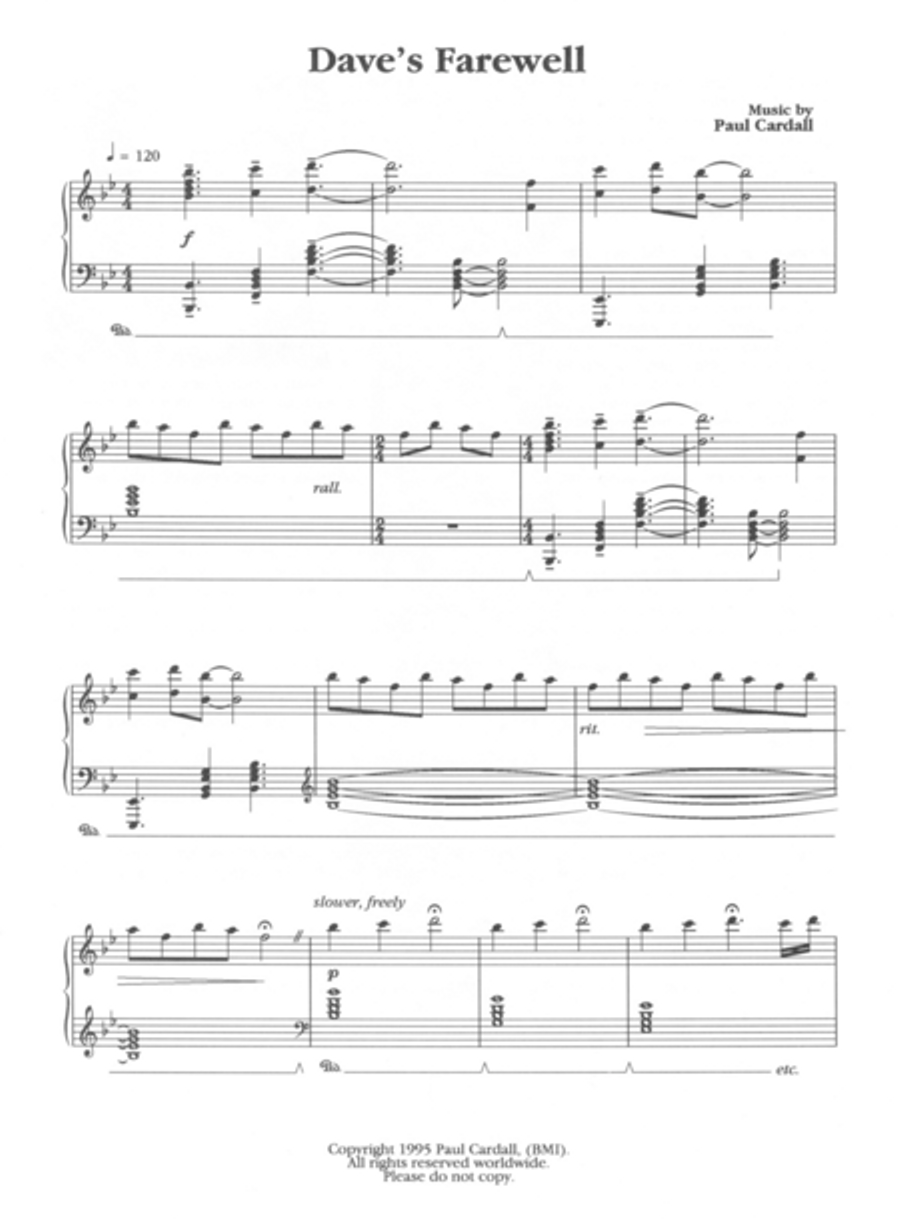 Dave's Farewell Dave's Farewell Piano Solo scores gallery preview page 1