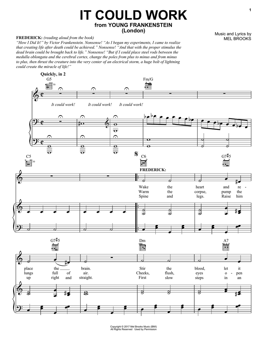 It Could Work (from Young Frankenstein) Piano, Vocal, Guitar scores gallery preview page 1
