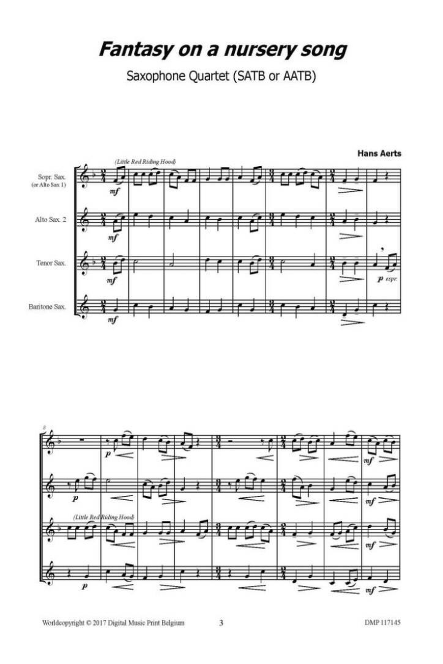 Fantasy On A Nursery Song Saxophone Quartet scores gallery preview page 2