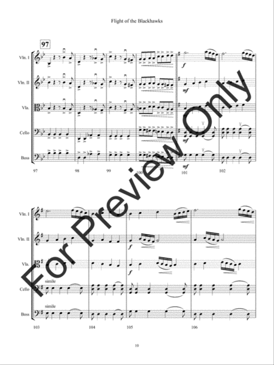 Flight of the Blackhawks Flight of the Blackhawks String Orchestra scores gallery preview page 13