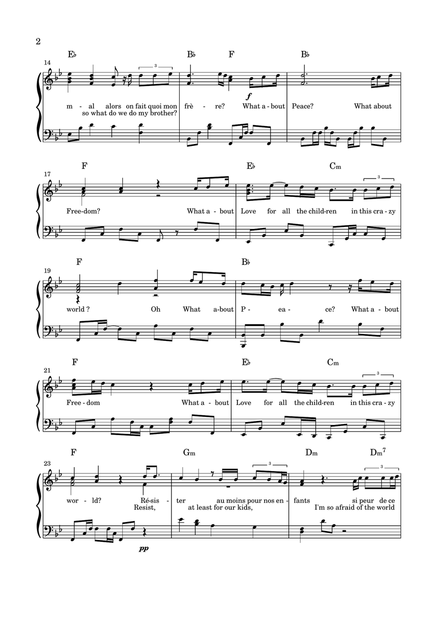 Résister ( What about peace? ) Piano Solo scores gallery preview page 2