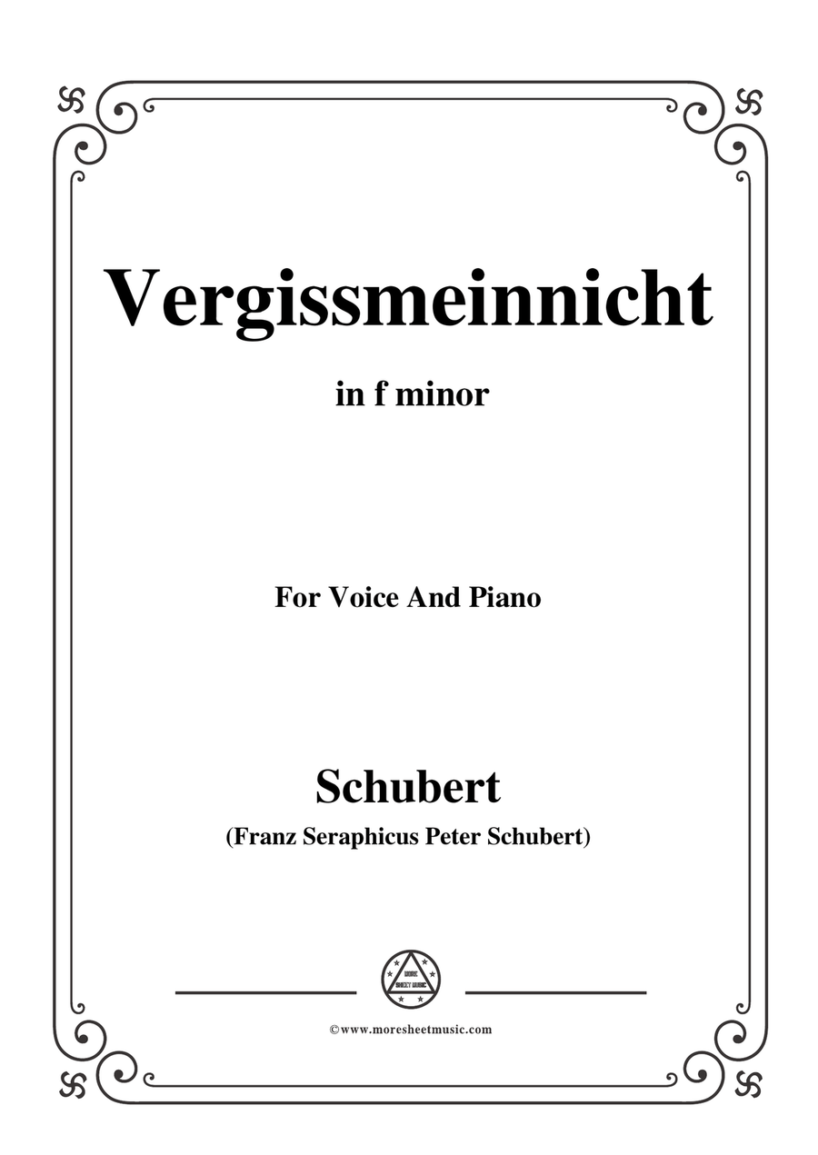 Schubert-Vergissmeinnicht in f minor,for voice and piano