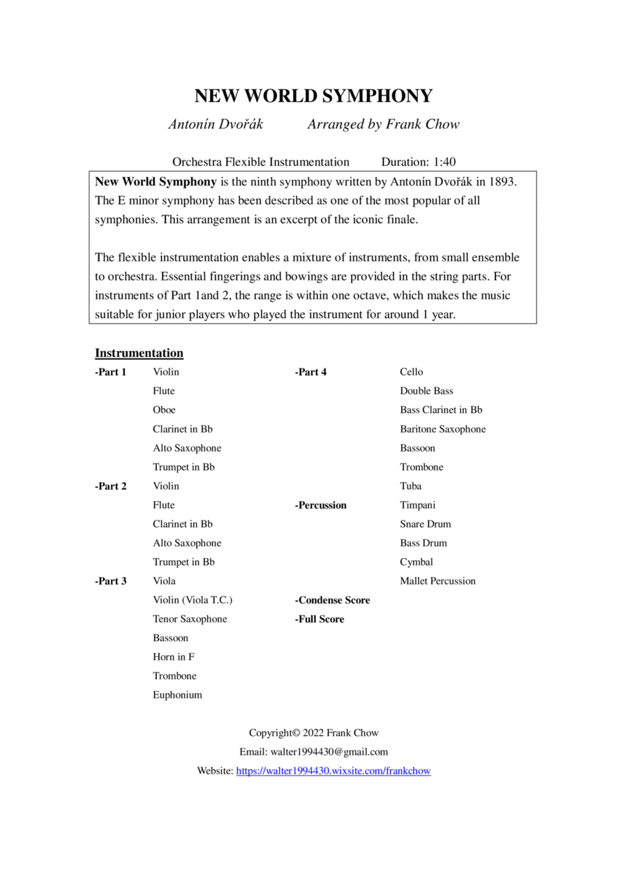 New World Symphony (Orchestra/ Concert Band Flexible Instrumentation)