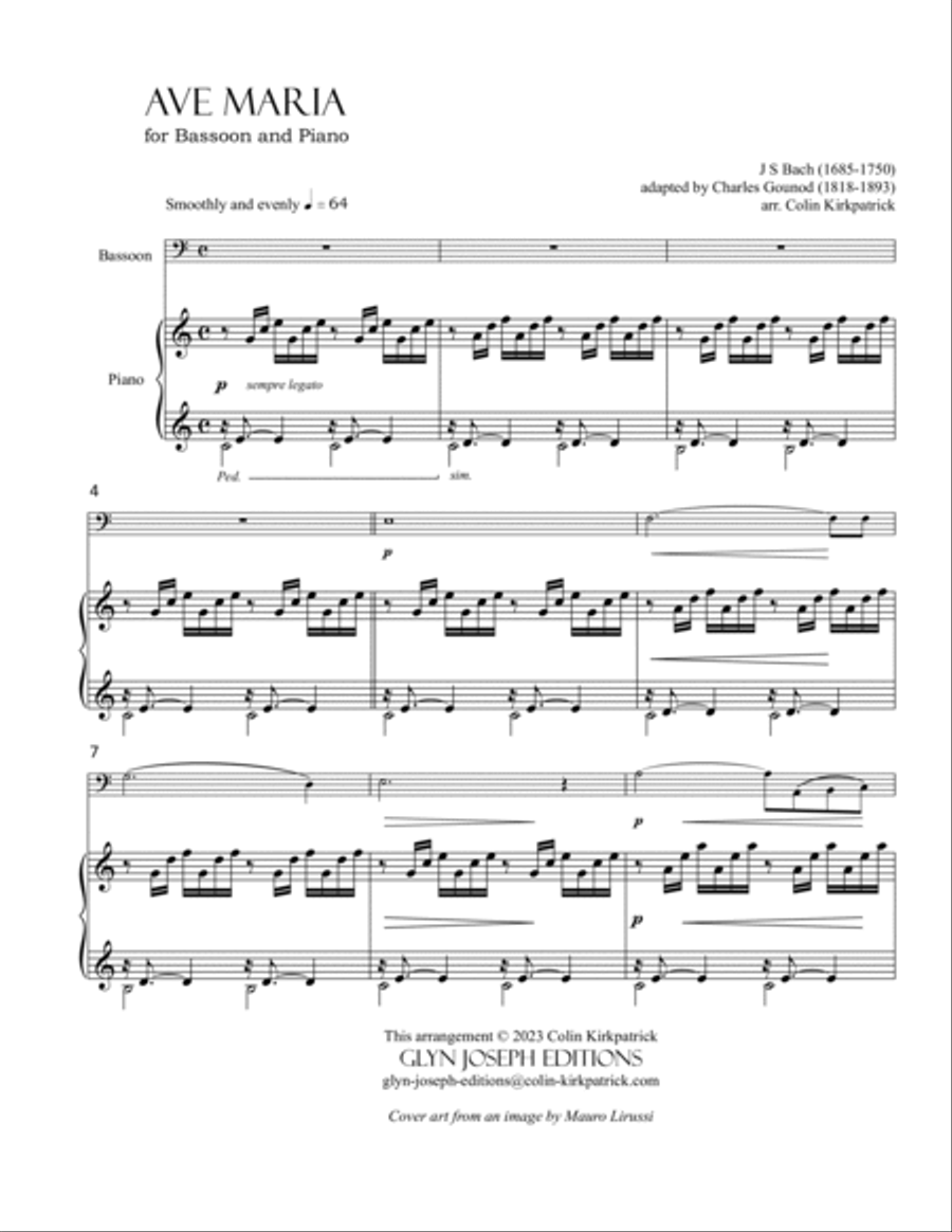Bach-Gounod: Ave Maria for Bassoon and Piano Bassoon Solo scores gallery preview page 2