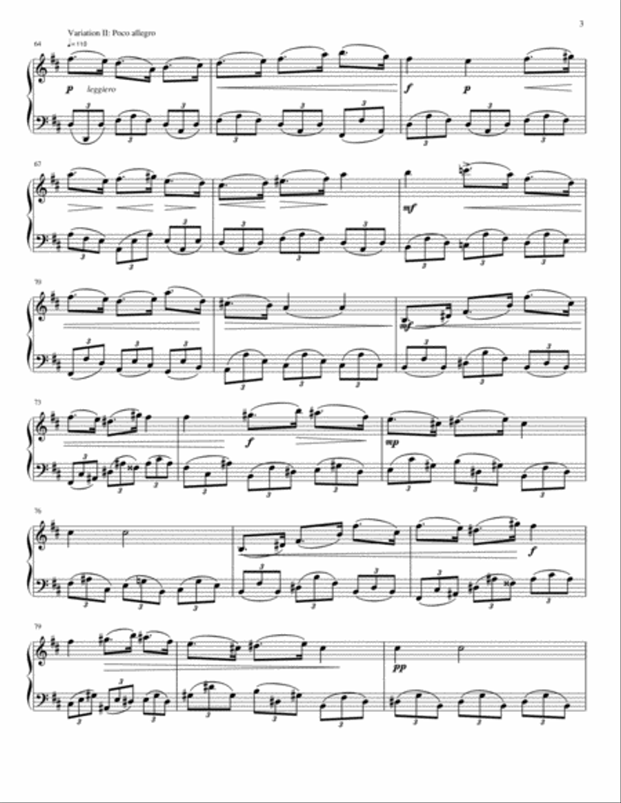 7 Variations on a Theme of Bruno Peres in D Major Op.1 Piano Solo scores gallery preview page 3