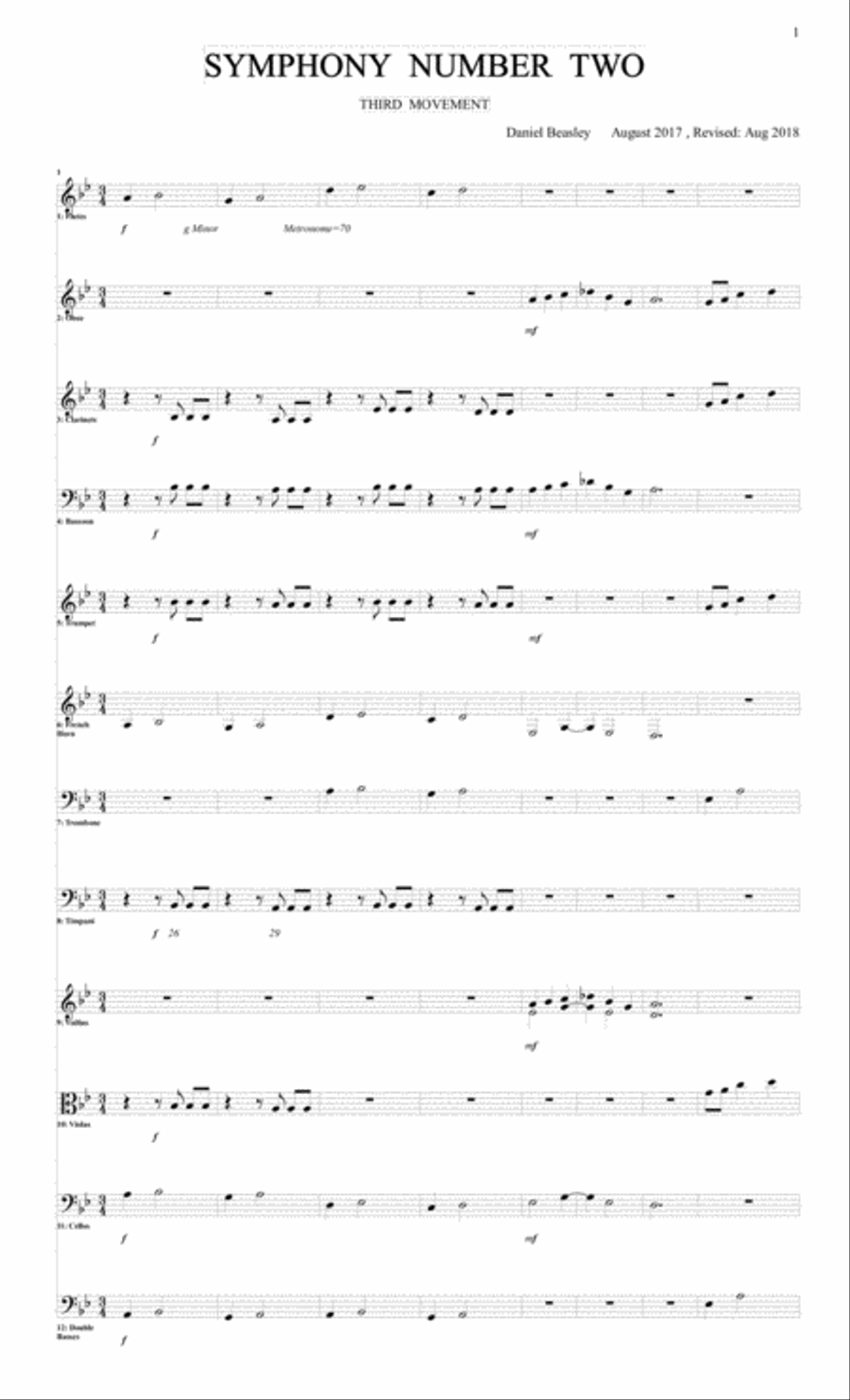 Symphony # 2 Third Movement Small Ensemble scores gallery preview page 1
