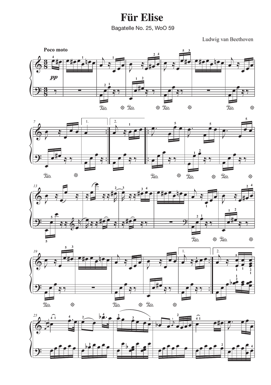 Für Elise - Bagatelle No. 25, WoO 59 Piano Solo scores gallery preview page 1