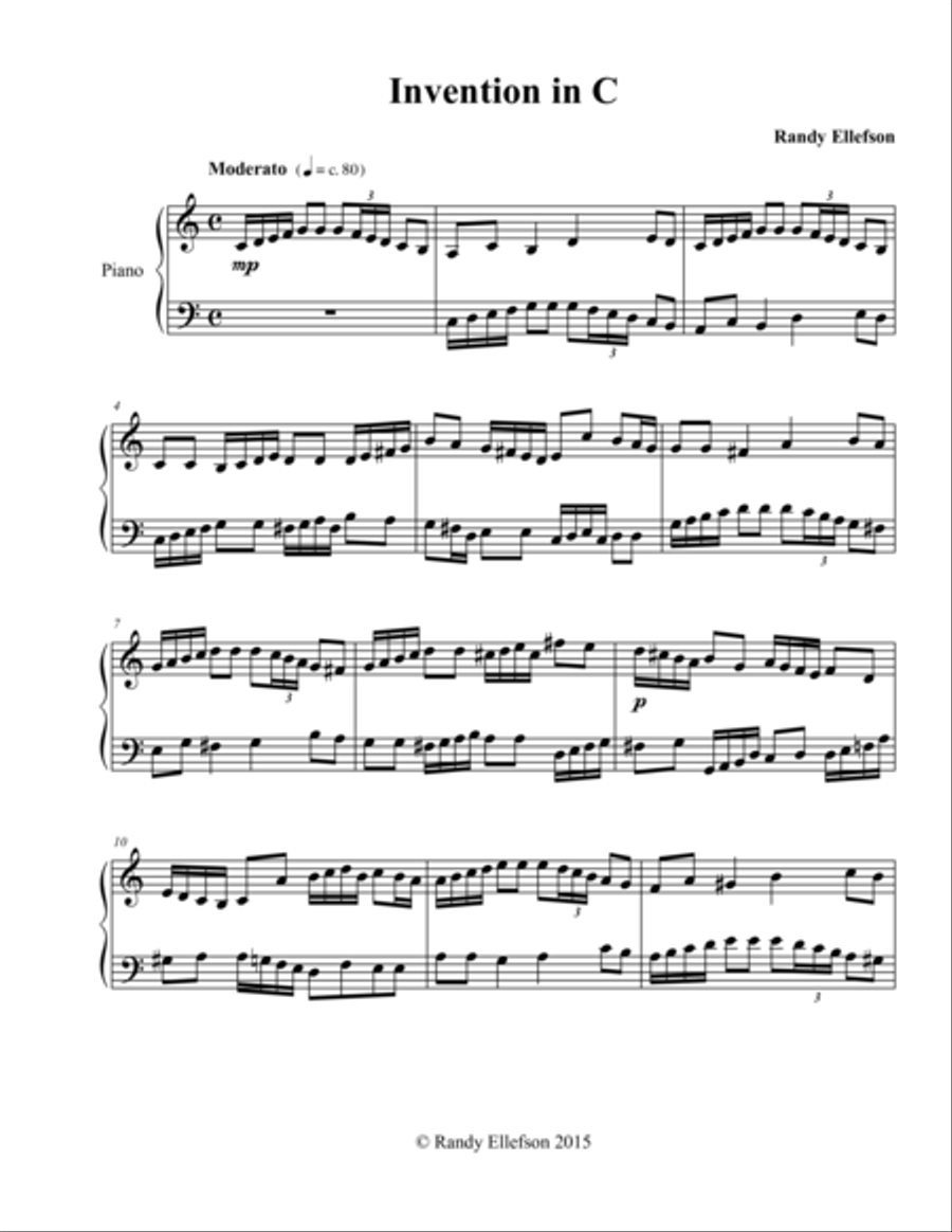 Invention in C Easy Piano scores gallery preview page 1