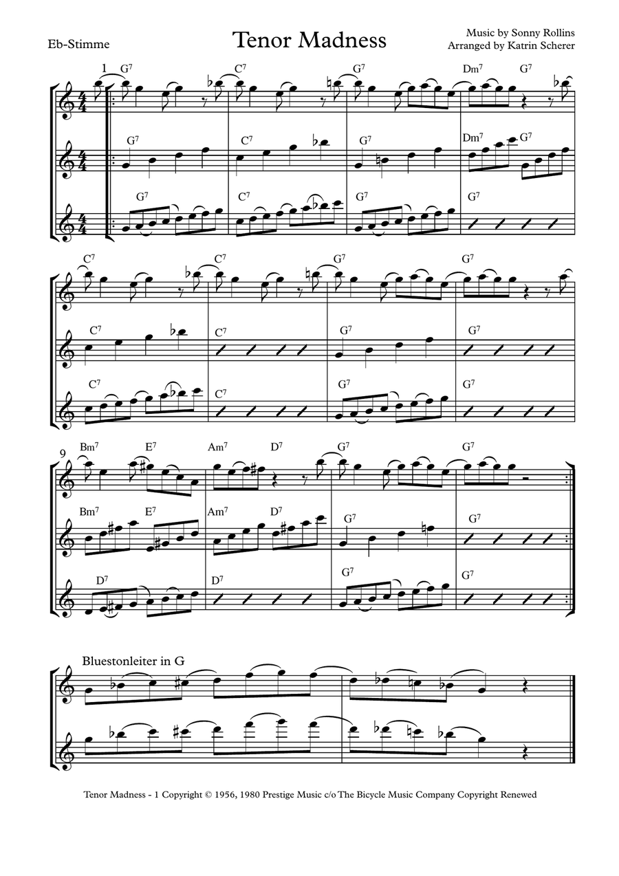 Tenor Madness Alto Saxophone scores gallery preview page 1