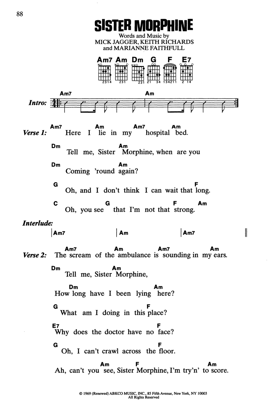 Sister Morphine Guitar scores gallery preview page 1