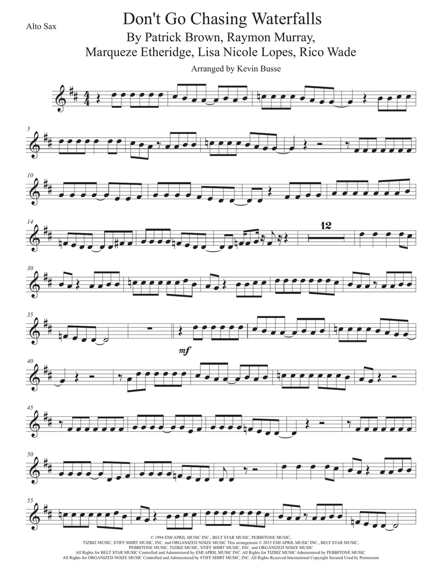Waterfalls Waterfalls Alto Saxophone scores gallery preview page 1