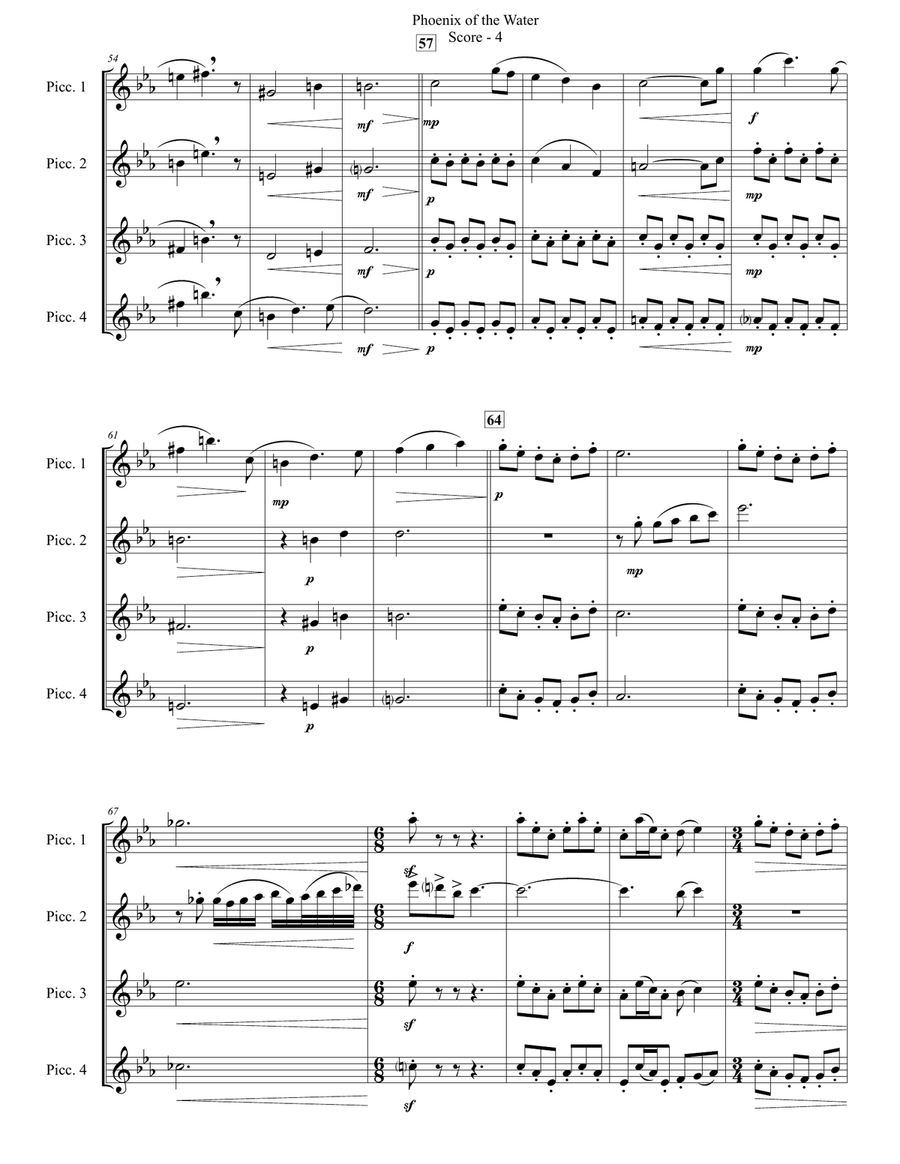 Phoenix of the Water (for Flute Quartet from same or mixed instrumentation) Flute Quartet scores gallery preview page 4