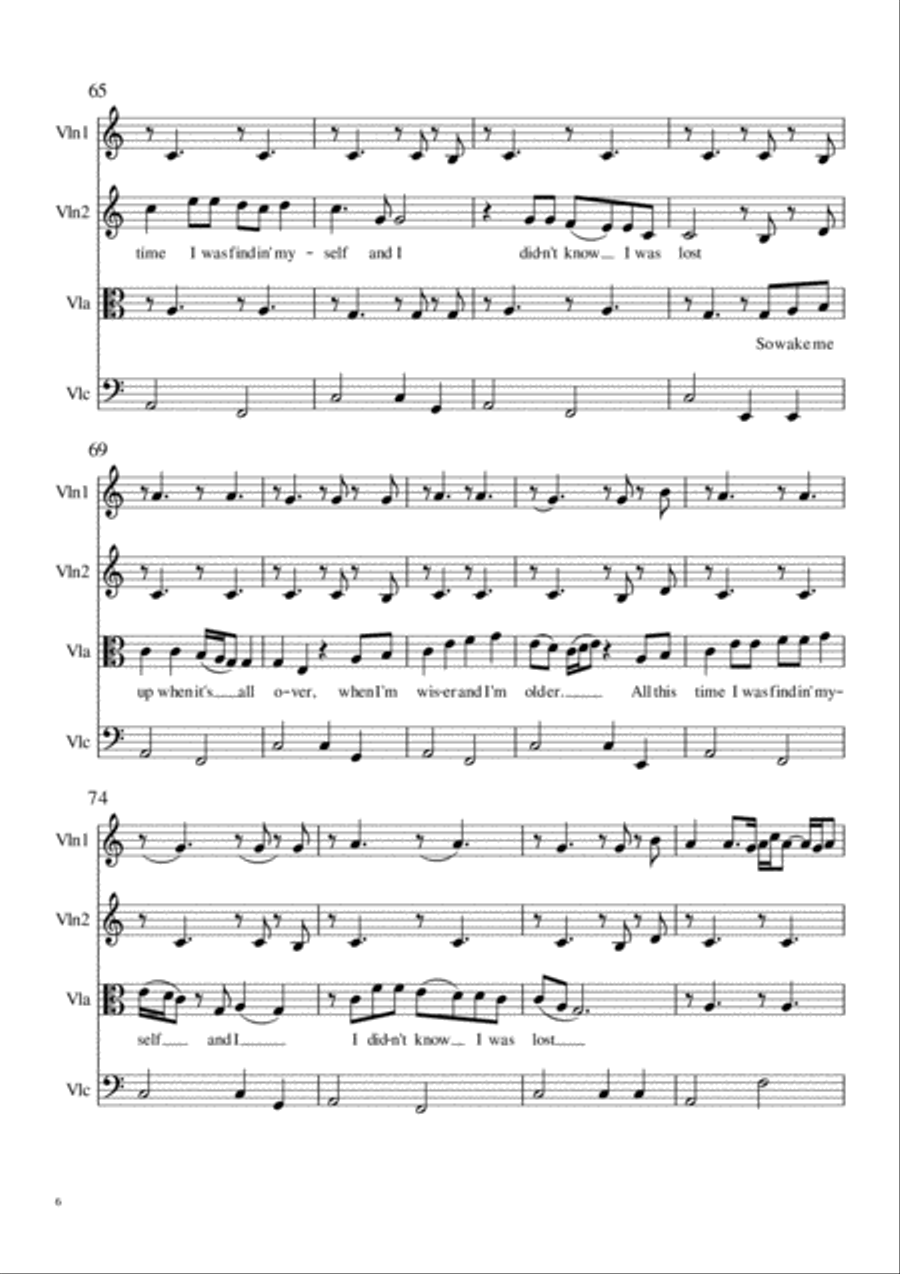 Wake Me Up Wake Me Up String Quartet scores gallery preview page 6