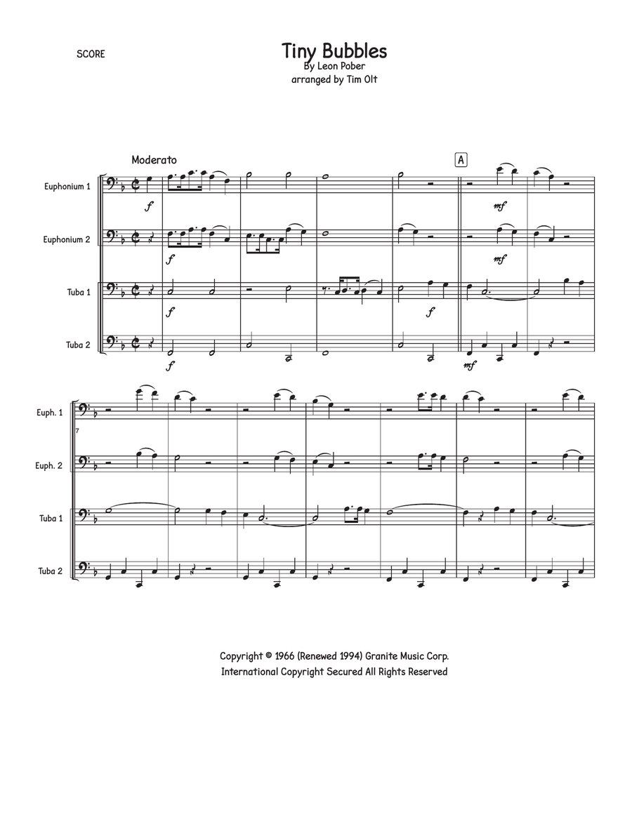 Tiny Bubbles Tiny Bubbles Brass Quartet scores gallery preview page 1
