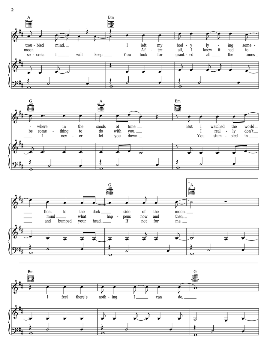 Kryptonite Piano, Vocal, Guitar scores gallery preview page 2
