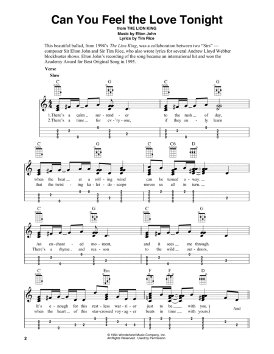 Can You Feel The Love Tonight (from The Lion King) Ukulele scores gallery preview page 2