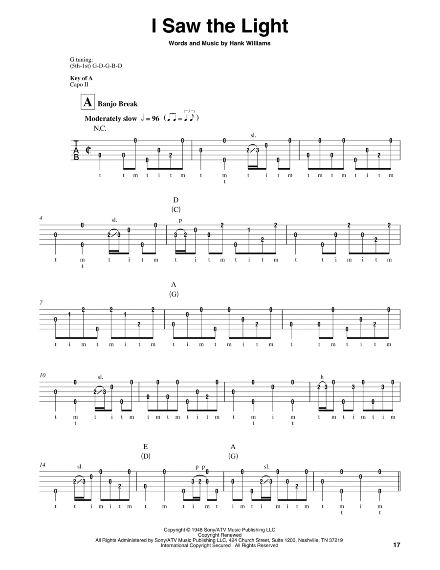 I Saw The Light Banjo scores gallery preview page 1