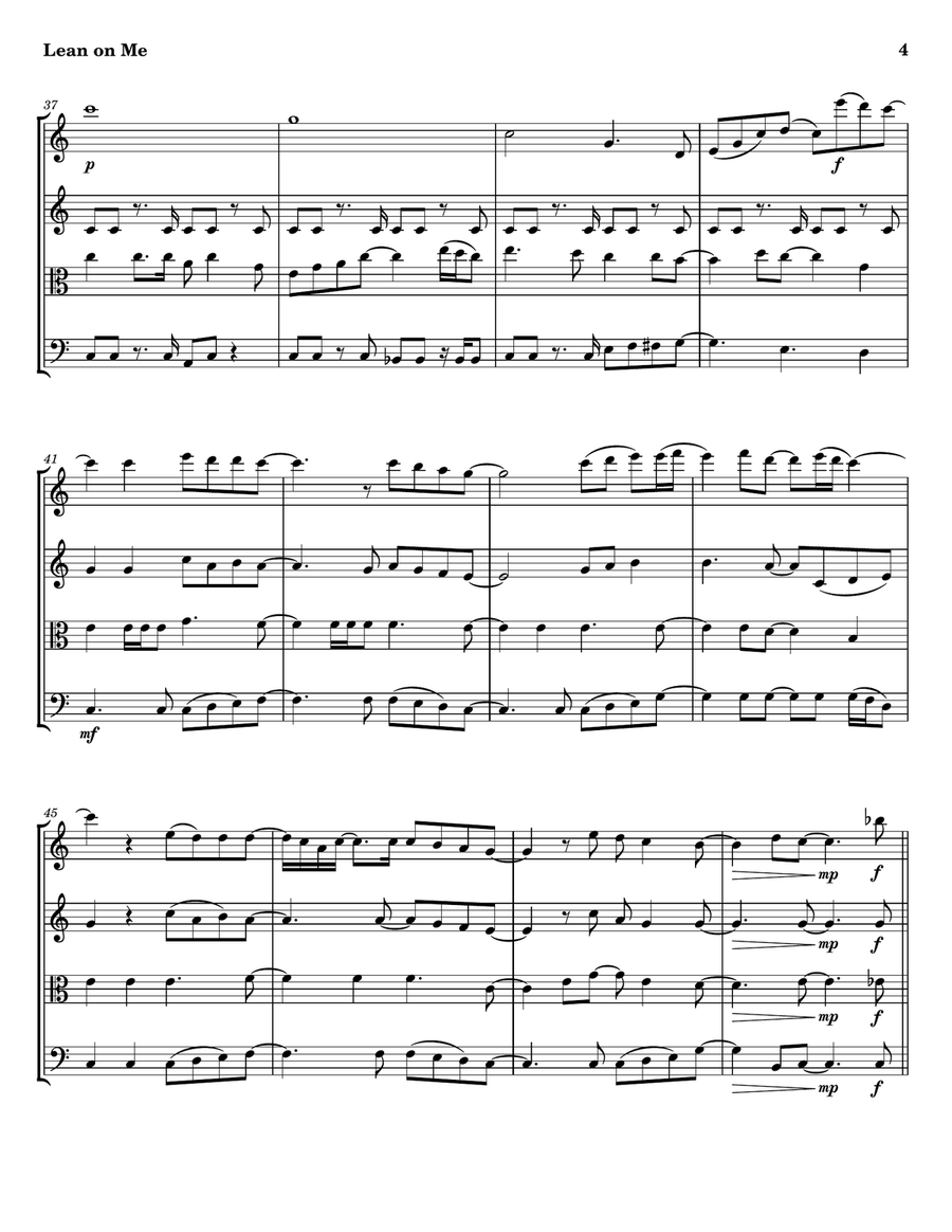 Lean On Me Lean On Me String Quartet scores gallery preview page 4