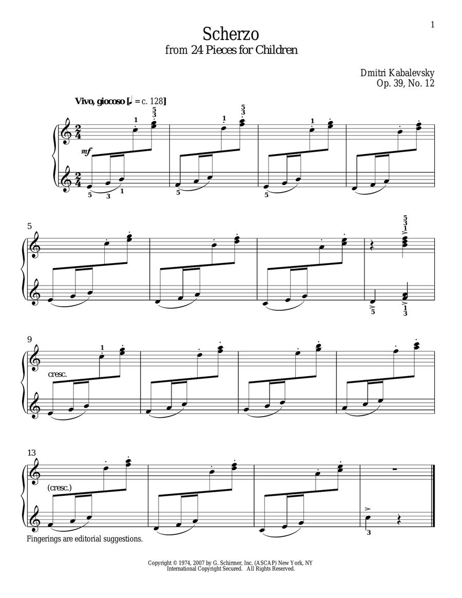 Scherzo, Op. 39, No. 12 Scherzo, Op. 39, No. 12 Piano Solo scores gallery preview page 1