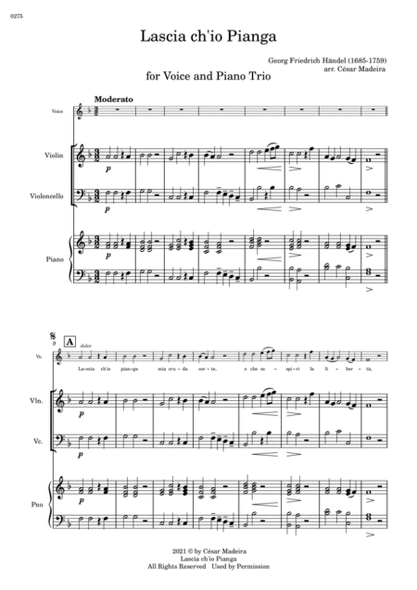 Lascia Ch'io Pianga - Voice and Piano Trio (Full Score) - Score Only image number null