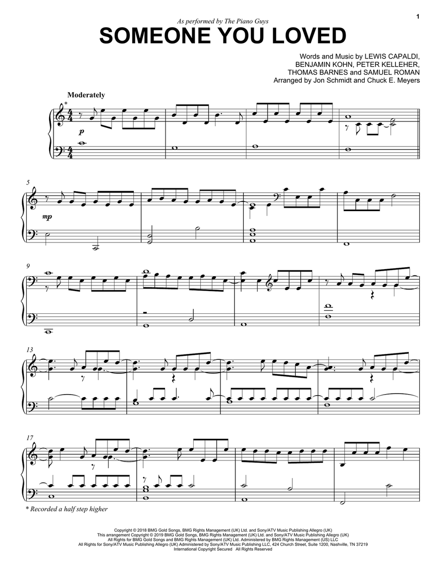 Someone You Loved Piano Solo scores gallery preview page 1
