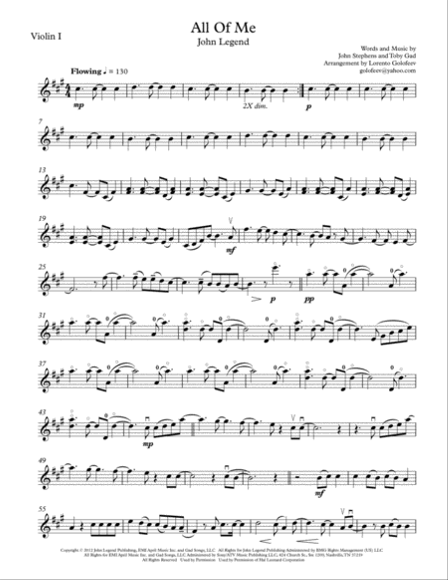 All Of Me String Quartet scores gallery preview page 1
