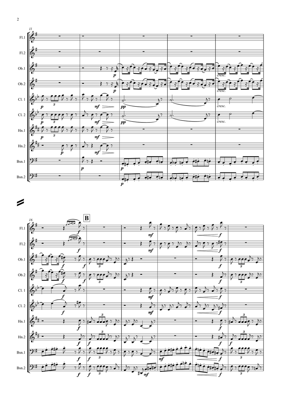 Tchaikovsky: Casse-Noisette (Nutcracker Suite) Mvt. IIa Marche (March) - wind dectet Woodwind Quintet scores gallery preview page 2