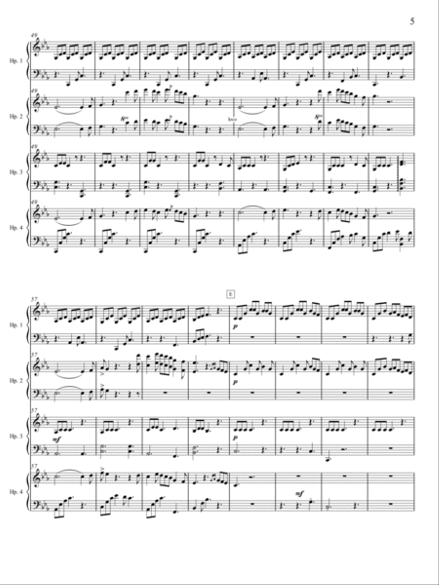Black Hounds of Cŵn Annwn for Harp Ensemble (C minor) - Score Only Harp scores gallery preview page 5