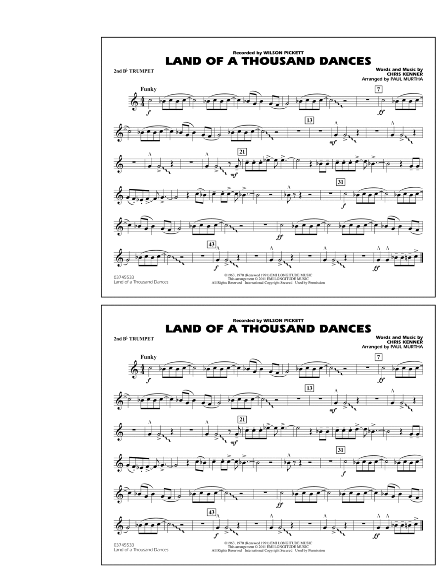 Land Of A Thousand Dances - 2nd Bb Trumpet