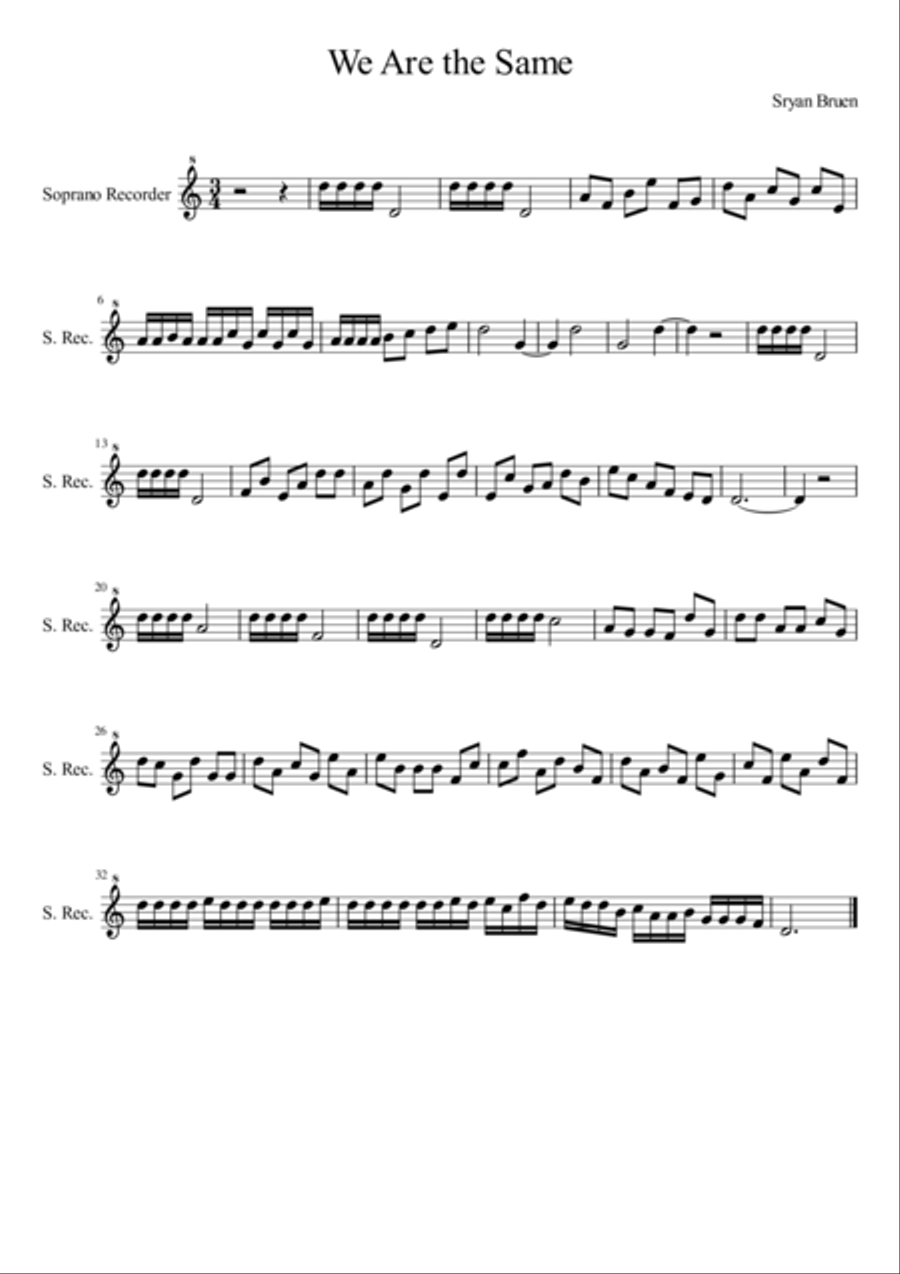 We Are the Same Recorder scores gallery preview page 1
