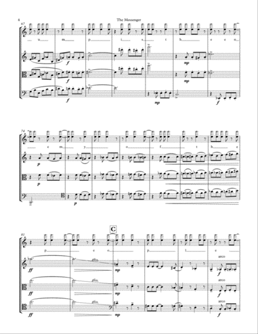 The Messenger for String Quartet (Full Score and Parts) String Quartet scores gallery preview page 6