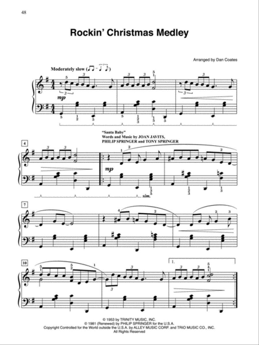 Dan Coates Popular Piano Library -- Medleys for Christmas Piano Solo scores gallery preview page 6