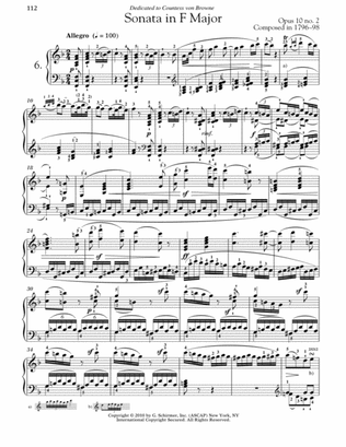Book cover for Piano Sonata No. 6 In F Major, Op. 10, No. 2