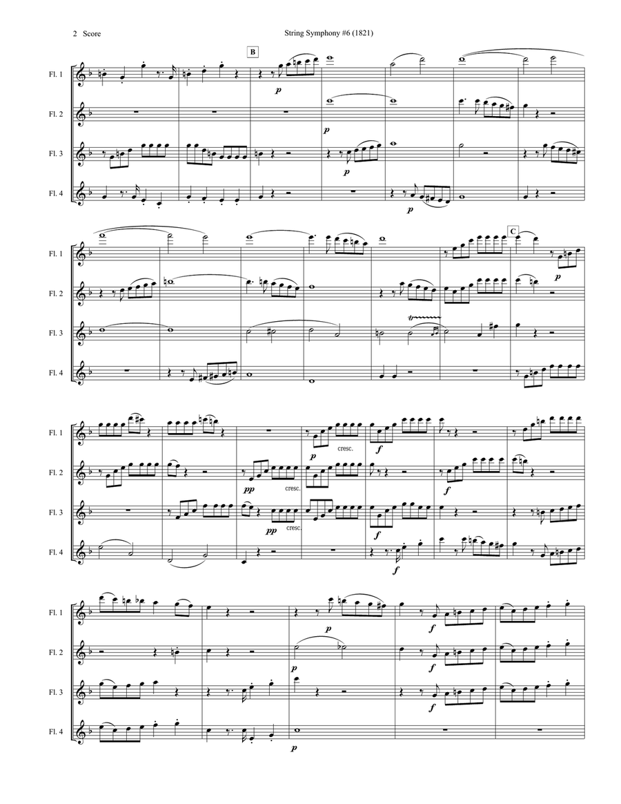 String Symphony #6 set for Flute Quartet Flute Quartet scores gallery preview page 3