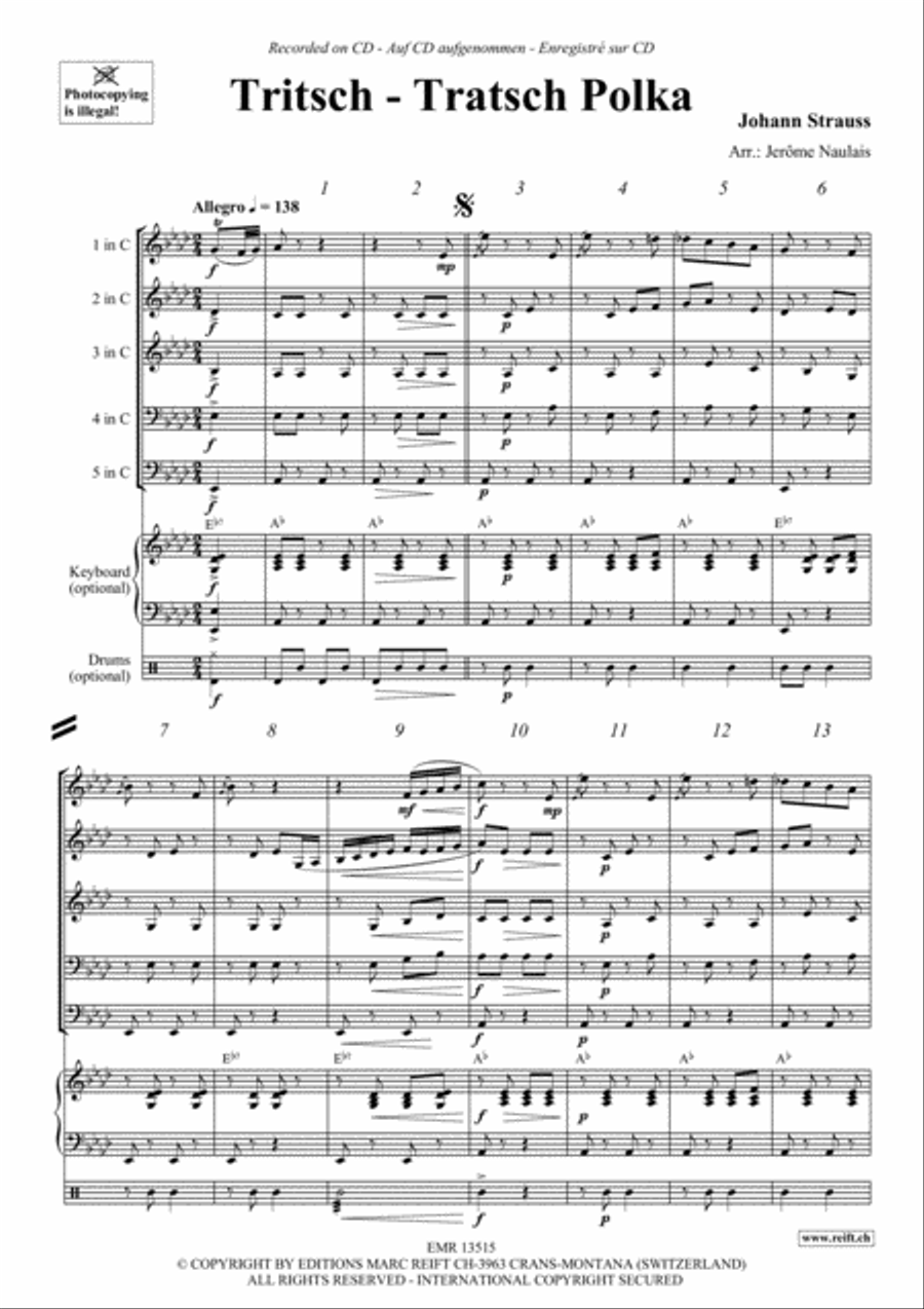 Tritsch-Tratsch Polka Woodwind Quintet scores gallery preview page 3