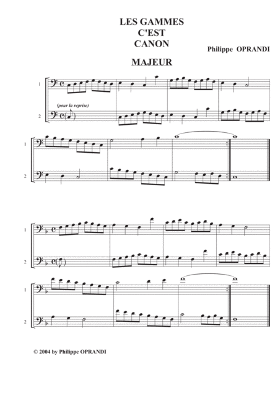 Les gammes c'est canon - Canon musical scales - Bass clef Brass Duet scores gallery preview page 2