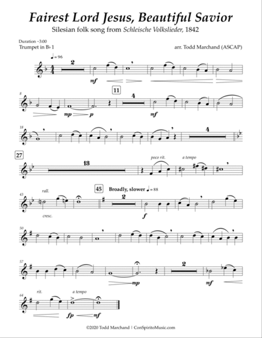 Fairest Lord Jesus, Beautiful Savior - brass quintet Brass Quintet scores gallery preview page 5