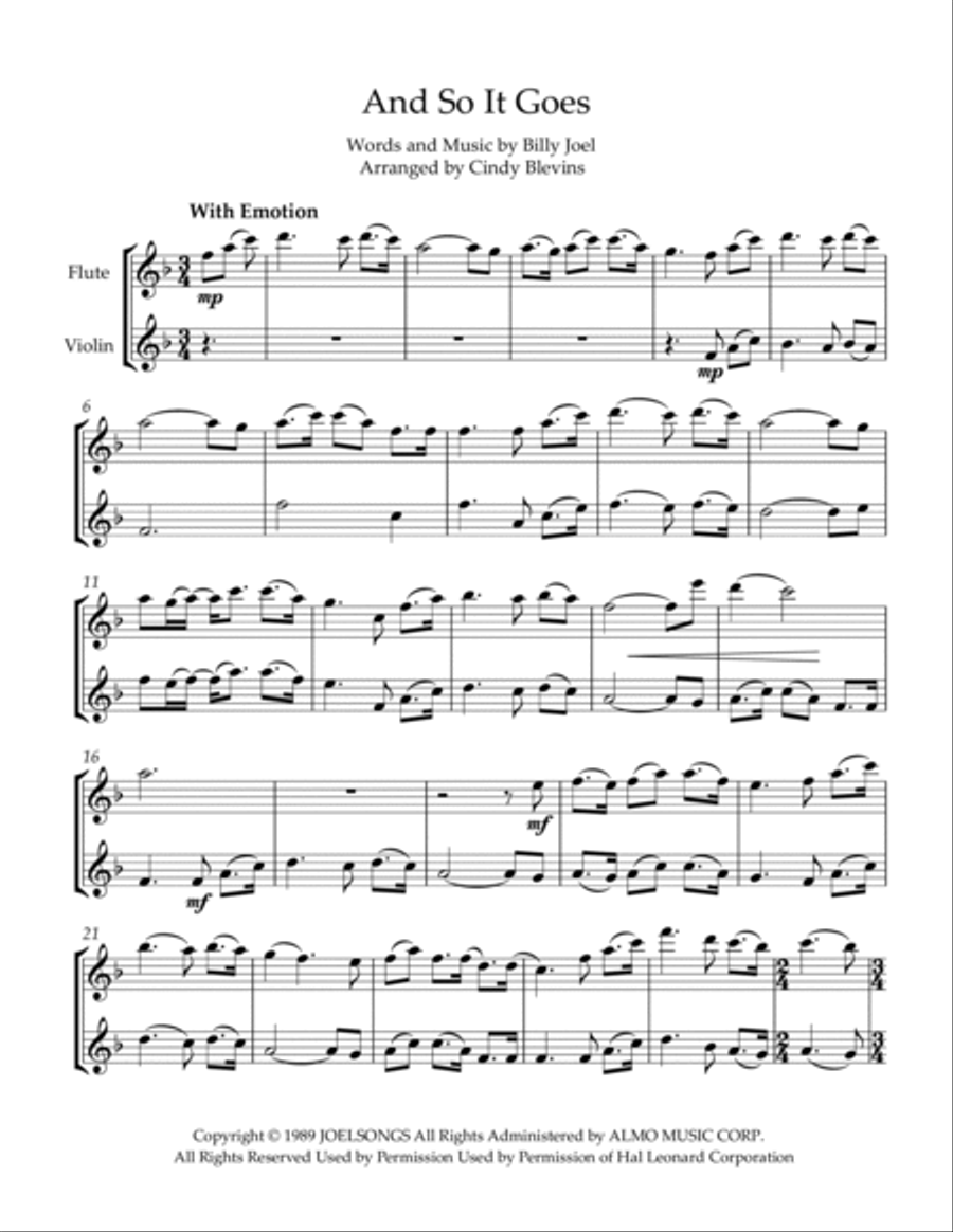 And So It Goes Flute scores gallery preview page 6