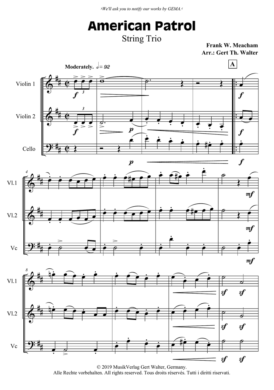 American Patrol String Trio scores gallery preview page 1