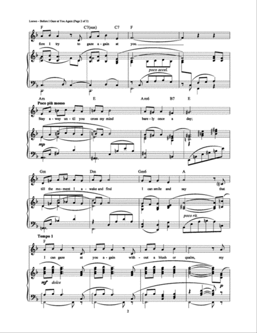 Before I Gaze at You Again Piano, Vocal, Guitar scores gallery preview page 2